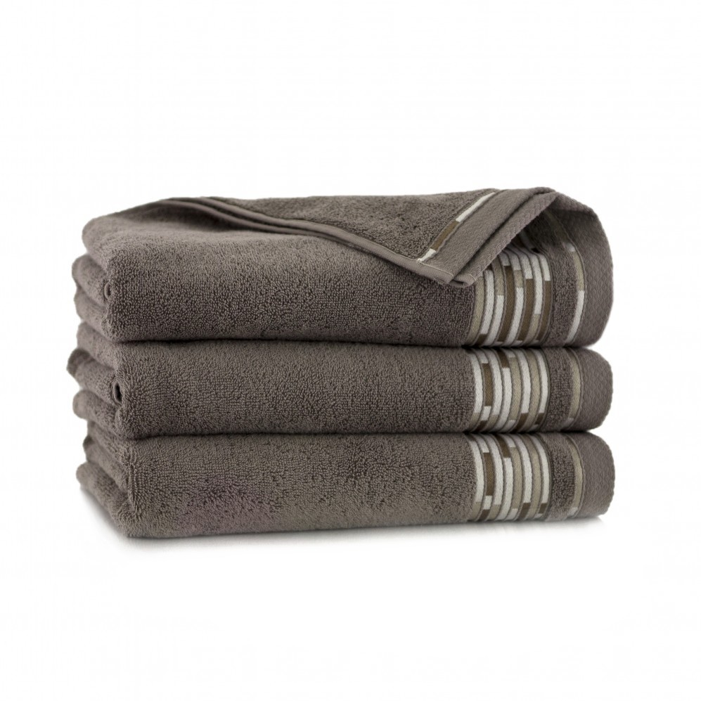 Ręcznik bawełniany brązowy Grafik Taupe